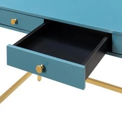 Yakira 47.3 in. Blue Writing Desk with Golden Base by JAYDEN CREATION -JAYDEN CREATION Sales blue jayden creation writing desks dkhn0067 blue 77 1000