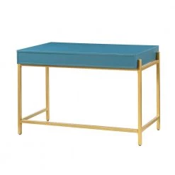 Yakira 47.3 in. Blue Writing Desk with Golden Base by JAYDEN CREATION -JAYDEN CREATION Sales blue jayden creation writing desks dkhn0067 blue c3 1000