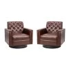 Faunus Brown Swivel Armchair with Nailhead Trim Set of 2 by JAYDEN CREATION