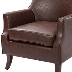 Scylla Vegan Leather Brown Armchair with Solid Wood Legs by JAYDEN CREATION -JAYDEN CREATION Sales brown jayden creation accent chairs chm0567 brown 4f 1000