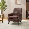 Scylla Vegan Leather Brown Armchair with Solid Wood Legs by JAYDEN CREATION