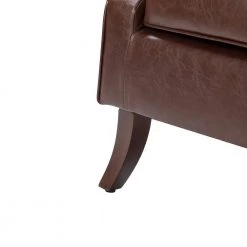 Scylla Vegan Leather Brown Armchair with Solid Wood Legs by JAYDEN CREATION -JAYDEN CREATION Sales brown jayden creation accent chairs chm0567 brown fa 1000