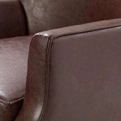 Scylla Vegan Leather Brown Armchair with Solid Wood Legs (Set of 2) by JAYDEN CREATION -JAYDEN CREATION Sales brown jayden creation accent chairs chm0567 brown s2 44 1000