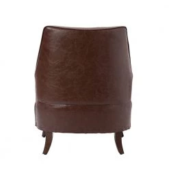 Scylla Vegan Leather Brown Armchair with Solid Wood Legs (Set of 2) by JAYDEN CREATION -JAYDEN CREATION Sales brown jayden creation accent chairs chm0567 brown s2 66 1000