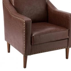 Celio Vegan Leather Brown Armchair with Solid wood Legs by JAYDEN CREATION -JAYDEN CREATION Sales brown jayden creation accent chairs chwh0598 brown 1f 1000