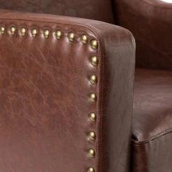 Celio Vegan Leather Brown Armchair with Solid wood Legs by JAYDEN CREATION -JAYDEN CREATION Sales brown jayden creation accent chairs chwh0598 brown 4f 1000