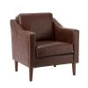 Celio Vegan Leather Brown Armchair with Solid wood Legs by JAYDEN CREATION