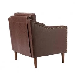 Celio Vegan Leather Brown Armchair with Solid wood Legs by JAYDEN CREATION -JAYDEN CREATION Sales brown jayden creation accent chairs chwh0598 brown c3 1000