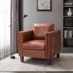 P1 a cido Brown Club Chair with Nailhead Trim by JAYDEN CREATION -JAYDEN CREATION Sales brown jayden creation accent chairs chxr0291 brown 31 1000