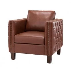 P1 a cido Brown Club Chair with Nailhead Trim by JAYDEN CREATION