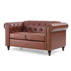 Antonio 60 in. W Brown Loveseat with Nailhead Trim by JAYDEN CREATION -JAYDEN CREATION Sales brown jayden creation loveseats cy2026b 2 brown p 44 1000