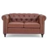 Antonio 60 in. W Brown Loveseat with Nailhead Trim by JAYDEN CREATION