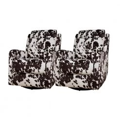 Bellamy Brown Swivel Recliner with Metal Base (Set of 2) by JAYDEN CREATION