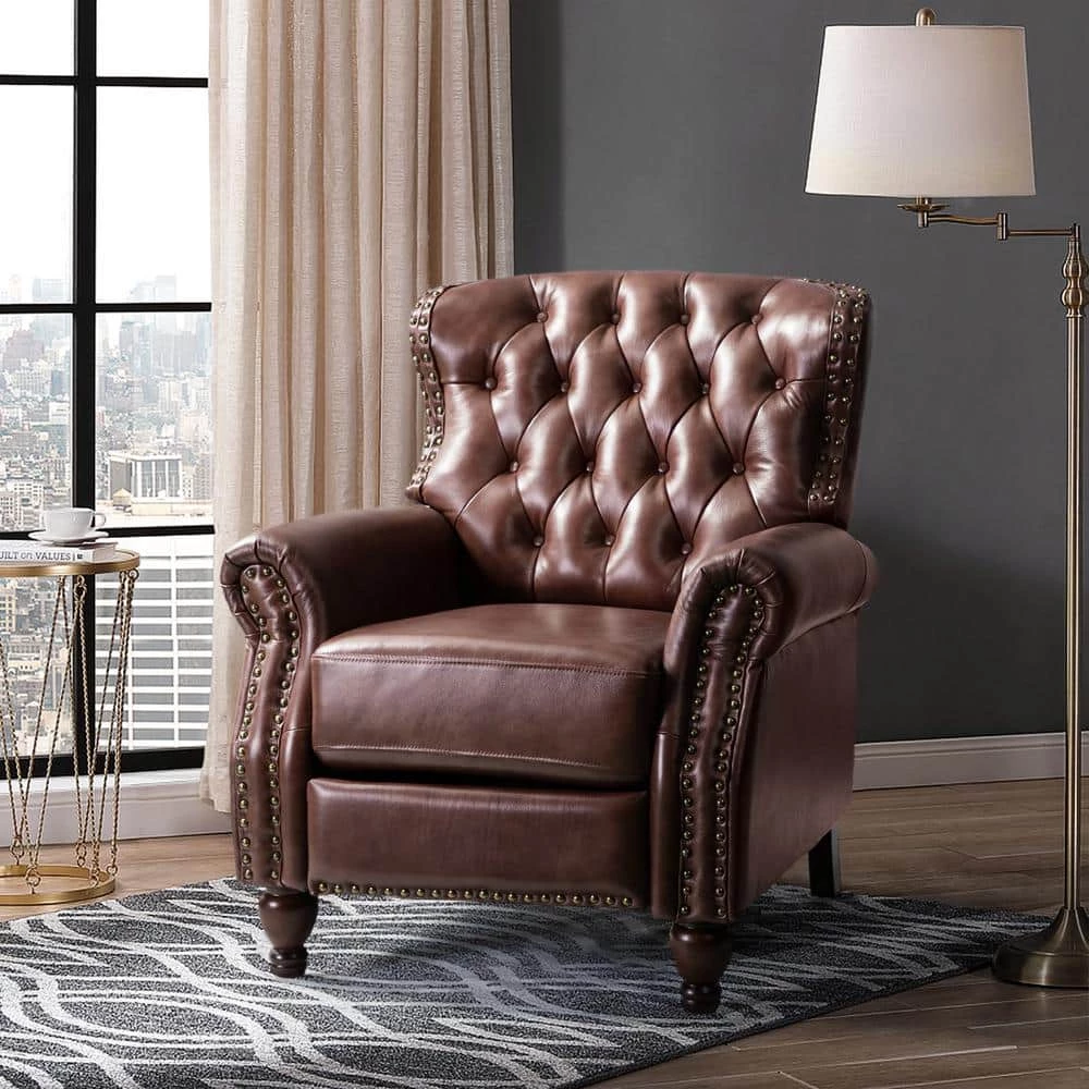 Isabel Brown Genuine Leather Recliner with Tufted Back by JAYDEN CREATION 10 Isabel Brown Genuine Leather Recliner with Tufted Back by JAYDEN CREATION - Image 10