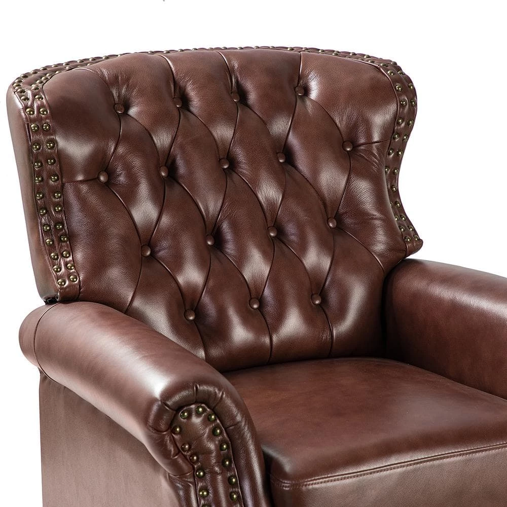Isabel Brown Genuine Leather Recliner with Tufted Back by JAYDEN CREATION 5 Isabel Brown Genuine Leather Recliner with Tufted Back by JAYDEN CREATION - Image 5