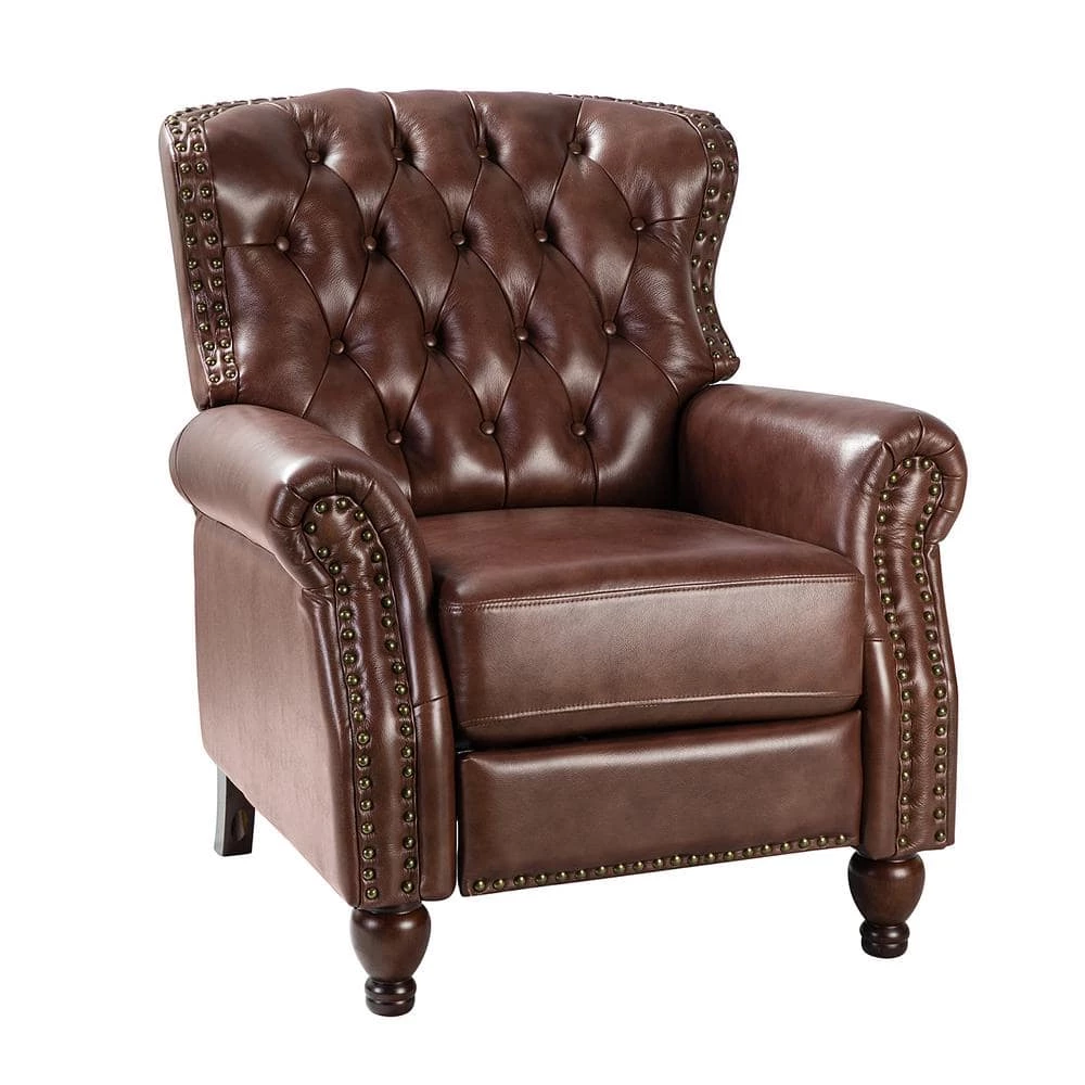 Isabel Brown Genuine Leather Recliner with Tufted Back by JAYDEN CREATION 1 Isabel Brown Genuine Leather Recliner with Tufted Back by JAYDEN CREATION