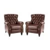 Isabel Brown Genuine Leather Recliner with Tufted Back Set of 2 by JAYDEN CREATION