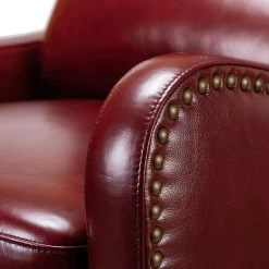 Hyde Burgundy Nailhead Genuine Cigar Leather Recliner by JAYDEN CREATION -JAYDEN CREATION Sales burgundy jayden creation recliners rclb0052 burgundy 44 1000