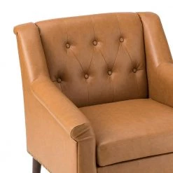 Nycteus Camel Vegan Leather Armchair with Nailhead Trim Set of 2 by JAYDEN CREATION -JAYDEN CREATION Sales camel jayden creation accent chairs chdt0542 camel s2 1f 1000
