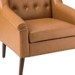 Nycteus Camel Vegan Leather Armchair with Nailhead Trim Set of 2 by JAYDEN CREATION -JAYDEN CREATION Sales camel jayden creation accent chairs chdt0542 camel s2 4f 1000