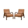Byblis Vegan Leather Camel Armchair with Wooden Legs (Set of 2) by JAYDEN CREATION
