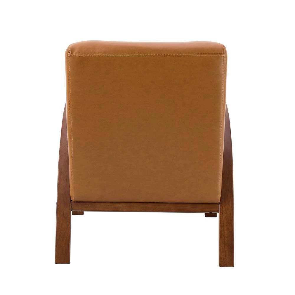 Byblis Vegan Leather Camel Armchair with Wooden Legs (Set of 2) by JAYDEN CREATION 3 Byblis Vegan Leather Camel Armchair with Wooden Legs (Set of 2) by JAYDEN CREATION - Image 3