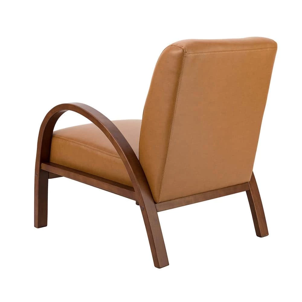 Byblis Vegan Leather Camel Armchair with Wooden Legs (Set of 2) by JAYDEN CREATION 4 Byblis Vegan Leather Camel Armchair with Wooden Legs (Set of 2) by JAYDEN CREATION - Image 4