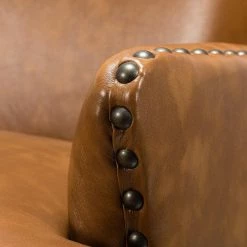 Bonnot Camel Solid and Manufactured Wooden Upholstered Faux Leather Armchair with Nailhead Trim by JAYDEN CREATION -JAYDEN CREATION Sales camel jayden creation accent chairs chlj0302 camel 44 1000