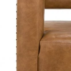 Ferrero Camel Swivel Barrel Chair with Nailhead Trim by JAYDEN CREATION -JAYDEN CREATION Sales camel jayden creation accent chairs chm0444 camel 44 1000