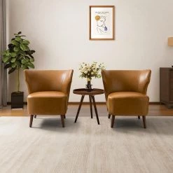 Abas Camel Side Chair with Wingback (Set of 2) by JAYDEN CREATION 19 Abas Camel Side Chair with Wingback (Set of 2) by JAYDEN CREATION -JAYDEN CREATION Sales camel jayden creation accent chairs chm0512 camel s2 31 1000