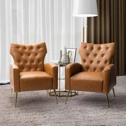 Actaeon Camel Accent Armchair with Metal Legs (Set of 2) by JAYDEN CREATION -JAYDEN CREATION Sales camel jayden creation accent chairs chwh0426 camel s2 31 1000