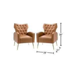 Actaeon Camel Accent Armchair with Metal Legs (Set of 2) by JAYDEN CREATION -JAYDEN CREATION Sales camel jayden creation accent chairs chwh0426 camel s2 40 1000