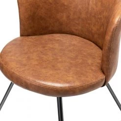 Erdeven Camel Faux Leather Side Chair with Cross Metal Legs (Set of 2) by JAYDEN CREATION -JAYDEN CREATION Sales camel jayden creation accent chairs hchww0128 camel 4f 1000