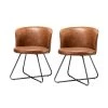 Erdeven Camel Faux Leather Side Chair with Cross Metal Legs (Set of 2) by JAYDEN CREATION