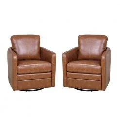 Denver Camel Swivel Chair with a Swivel Base (Set of 2) by JAYDEN CREATION