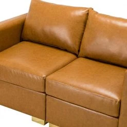 Ruben 51.3 in. Camel Modular Loveseat with Removable Cushions by JAYDEN CREATION -JAYDEN CREATION Sales camel jayden creation loveseats sfdt0330 camel 44 1000