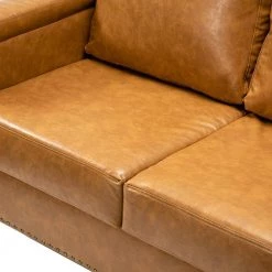 Mael 53 in. Camel Loveseat with Nailhead Trim by JAYDEN CREATION -JAYDEN CREATION Sales camel jayden creation loveseats sfhq0333 camel 44 1000