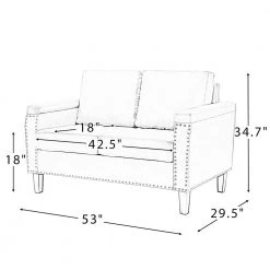 Mael 53 in. Camel Loveseat with Nailhead Trim by JAYDEN CREATION -JAYDEN CREATION Sales camel jayden creation loveseats sfhq0333 camel 76 1000