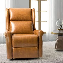 Chiang Camel Faux Leather Manual Swivel Recliner with Metal Base by JAYDEN CREATION -JAYDEN CREATION Sales camel jayden creation recliners hrchd0241 camel 31 1000
