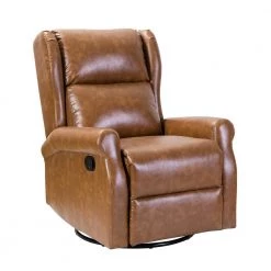 Chiang Camel Faux Leather Manual Swivel Recliner with Metal Base by JAYDEN CREATION