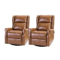 Chiang Camel Faux Leather Manual Swivel Recliner with Metal Base (Set of 2) by JAYDEN CREATION