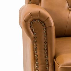 Cilla Genuine Leather Camel Manual Recliner with Wooden Legs by JAYDEN CREATION -JAYDEN CREATION Sales camel jayden creation recliners rcxa0464 camel 1f 1000