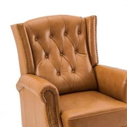 Cilla Genuine Leather Camel Manual Recliner with Wooden Legs by JAYDEN CREATION -JAYDEN CREATION Sales camel jayden creation recliners rcxa0464 camel 4f 1000