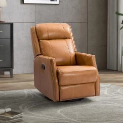 Helena Genuine Leather Camel Manual Swivel Recliner by JAYDEN CREATION -JAYDEN CREATION Sales camel jayden creation recliners rcxa0477 camel 31 1000