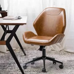 Rosal 100% PU Camel Swivel Task Chair with Metal Base by JAYDEN CREATION -JAYDEN CREATION Sales camel jayden creation task chairs ofm0195 camel 31 1000