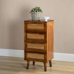 Luzon 4-Drawer 33 in. H x 16.5 in. W x 13.5 in. D Cherry Chest Nightstand with Rattan by JAYDEN CREATION -JAYDEN CREATION Sales cherry jayden creation nightstands hsccl0135 cherry 31 1000