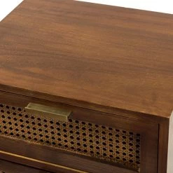 Luzon 4-Drawer 33 in. H x 16.5 in. W x 13.5 in. D Cherry Chest Nightstand with Rattan by JAYDEN CREATION -JAYDEN CREATION Sales cherry jayden creation nightstands hsccl0135 cherry 4f 1000