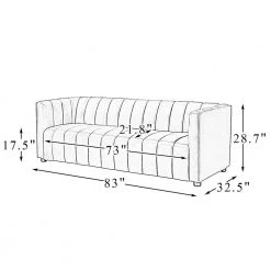 Pachynus 83" Genuine Leather Dove Sofa with Channel-tufted-A+B by JAYDEN CREATION -JAYDEN CREATION Sales dove jayden creation sofas couches sflb0481 dove a b 76 1000