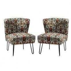 Dionisio Floral Upholstery Side Chair with Floral Pattern Set of 2 by JAYDEN CREATION