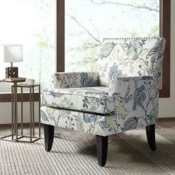 Herrera Blue and Yellow Nailhead Trim Arm Chair by JAYDEN CREATION -JAYDEN CREATION Sales floral jayden creation accent chairs chs18393 1 31 1000